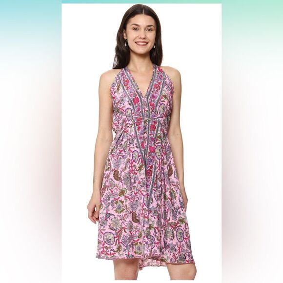 Sun Dress Womens One Size Pink Boho Tassle Beach Swim Coverup Sundress B3 - Picture 5 of 6